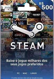 Steam Cartão Pré Pago R$500 Reais - Steam Gift Card
