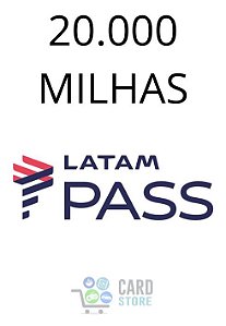 Cartão Presente Latam Pass Virtual - 20.000 Milhas