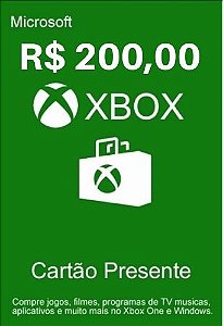 Cartão Presente Xbox Live Gold R$200 Reais