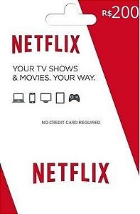 Cartão Presente Netflix R$200 Reais - Cartão Pré-Pago Netflix