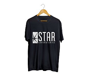 Camiseta Camisa Star Labs the Flash masculino preto