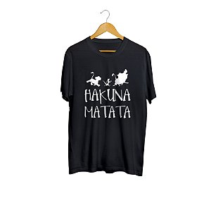 Camiseta Camisa Hakuna Matata Rei Leão Pumba Masculino Preto