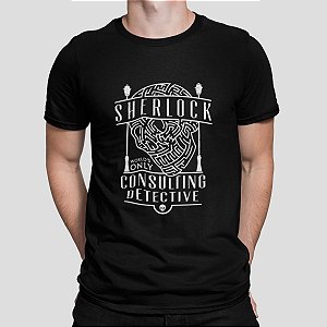 Camiseta Camisa Sherlock Holmes Masculino Preto