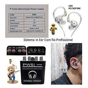 Sistema In Ear Monitor Com Fio Para Musico profissional, Vocalista Para Musica ao Vivo, Estudio e Ensaio e Trabalhos em geral Direcionado a Musica