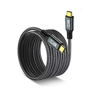 ThunderBolt 3 Tipo C para Tipo C Cabo, PD100W, USB 3.2, 20Gbps, 8K @ 60Hz, USB-C Cabo de Dados para iPhone 15, 16, 17 Pro Max, MacBook, Samsung,