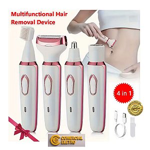 Aparelho Depilador Feminino 4 IN 1 Para Biquini Sobrancelhas Buço Axilas Corpo
