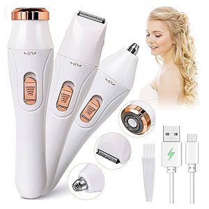 Aparador de Pelos Feminino 3 em 1 Recarregável – Indolor e À Prova d’Água | Comercial Eletro