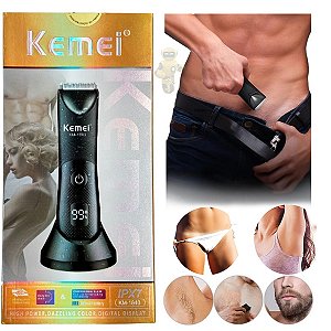 Máquina Depiladora Feminina Kemei KM-1840 Aparador de Pelos Corporal e Facial Sem Dor Portátil Para Pernas, Axilas, Virilha e Rosto