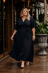 VESTIDO LONGO ENVELOPE PRETO