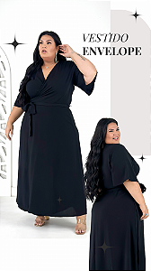 VESTIDO LONGO ENVELOPE PRETO