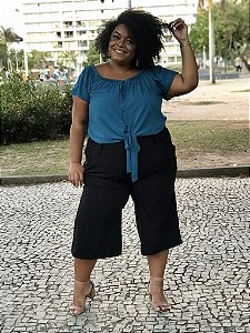 BLUSA CIGANINHA COM BOTÕES VERDE PETRÓLEO