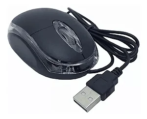 Mouse Óptico USB Preto Básico para PC