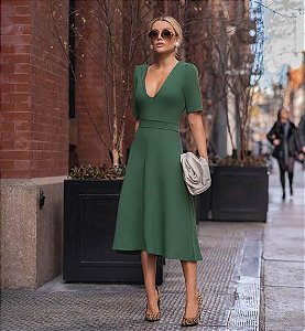 Bazar | NYC COLLECTION | VESTIDO MIDI ANNIE - COR: VERDE - Código: KM141143