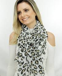 Lenço Branco e Onça Caramelo Mariah