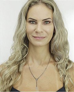 Gargantilha estilo rosário grafite strass cristal Maria