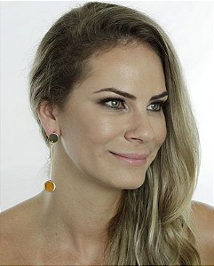 Maxi brinco dourado e marrom Trícia