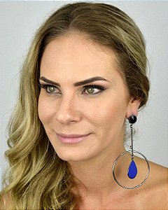 Maxi brinco grafite, azul e preto Augusta