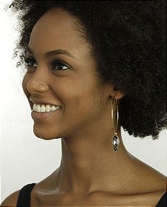 Maxi brinco dourado com pedra fumê Malibu