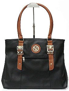 Bolsa Preta com detalhe Dourado