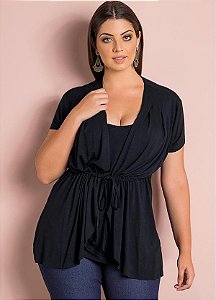 Blusa com Sobreposição Plus Size