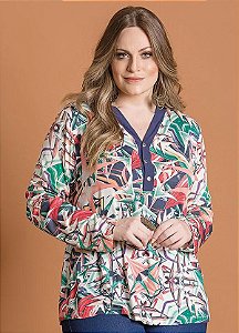 Blusa Manga Longa Plus Size