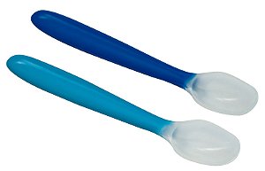 Kit com 2 Colheres de Silicone Flexíveis Azul - Kababy