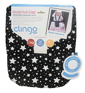 Mini Almofada para Carrinho Comfi Stars Black White - Clingo