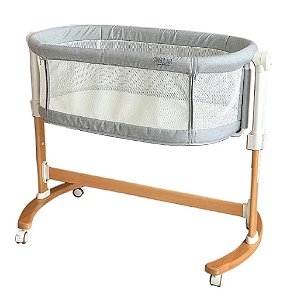 Berço Co-sleeper Eternity Cinza Mescla e Branco - Singular Baby