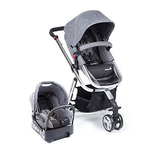 Carrinho de Bebe Travel System Mobi Grey Denim Silver - Safety 1st