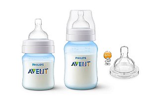 Kit 2 Mamadeiras Anti-Cólic 125ml e 260ml Azul - Philips Avent