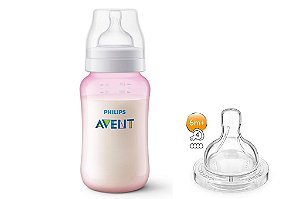 Mamadeira 330ml Rosa + Bico 4 Anti-Colic - Philips Avent