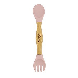 Talher Duplo de Bambu e Silicone Rosa - Clingo