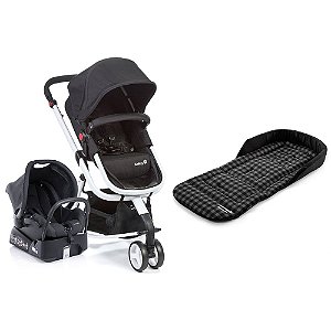 Travel System Mobi Safety 1st Black & White + Almofada SafeComfort - Plaid Black