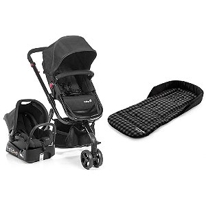 Travel System Mobi Safety 1st Full Black + Almofada SafeComfort - Plaid Black