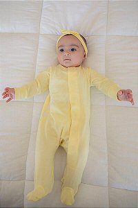 Macacão Magnético Amarelo com girafa lateral branca - 18 meses (1 a 2 anos)