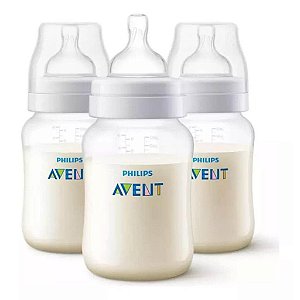 Pack Triplo Mamadeira Anti-colic Transparente 260ml – Philips Avent