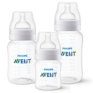 Pack Triplo Mamadeira Anti-colic Transparente – Philips Avent