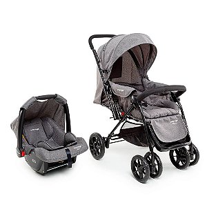 Carrinho com Bebê Conforto Travel System Choice Voyage Cinza Melange