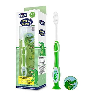 Pack 2 Escovas Dentes 3-6 Anos Verde Chicco