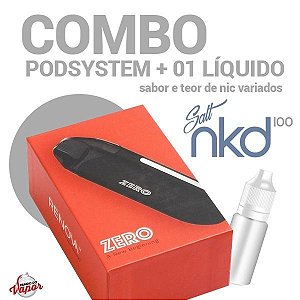 COMBO Kit Pod System Zero 650mAh - Vaporesso + Líquido Naked Salt Nic 30ml