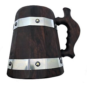 Caneca Medieval Madeira - Imbuia Metal - Vikings - Hidromel - Cerveja