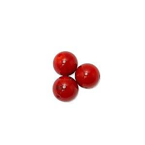12-0200 - Pacote com 10 Madrepérolas Vermelhas Bolas com Meio Furo 10mm