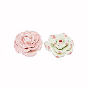 11-0133 - Pacote com 10 Rosas em Porcelana Colorida 40mm