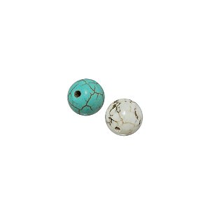 10-0001 - Pacote com 1 Kg de Pedra Turquesa/Marfim Bola com Passante 10mm