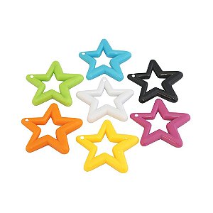 05-0722 - Pacote com 1Kg de Acrílico Pingente Estrela Grande 48mm