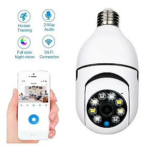 Câmera Segurança Lâmpada 360 Wifi Ip Full Hd Visão Noturna