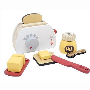 Kit de Comidinha de Brinquedo Infantil Madeira Lanche 10 Pçs