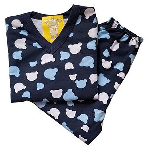 Pijama Infantil Flanelado - 1 ao 3 - Ursinho Marinho