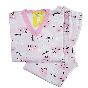 Pijama Infantil Flanelado - 4 ao 8 - Nuvens Candy