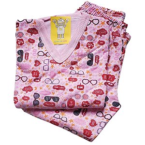 Pijama Infantil Flanelado - 4 ao 8 - Óculos